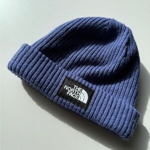 Purple north face rolled toque